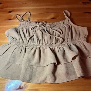 Wild Fable Beige Ruffle Top